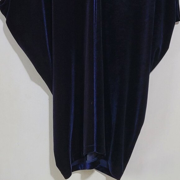 LAND'S END BLUE VELVET VELOUR WOMEN'S TOP BLOUSE EUC L XL - Picture 4 of 9